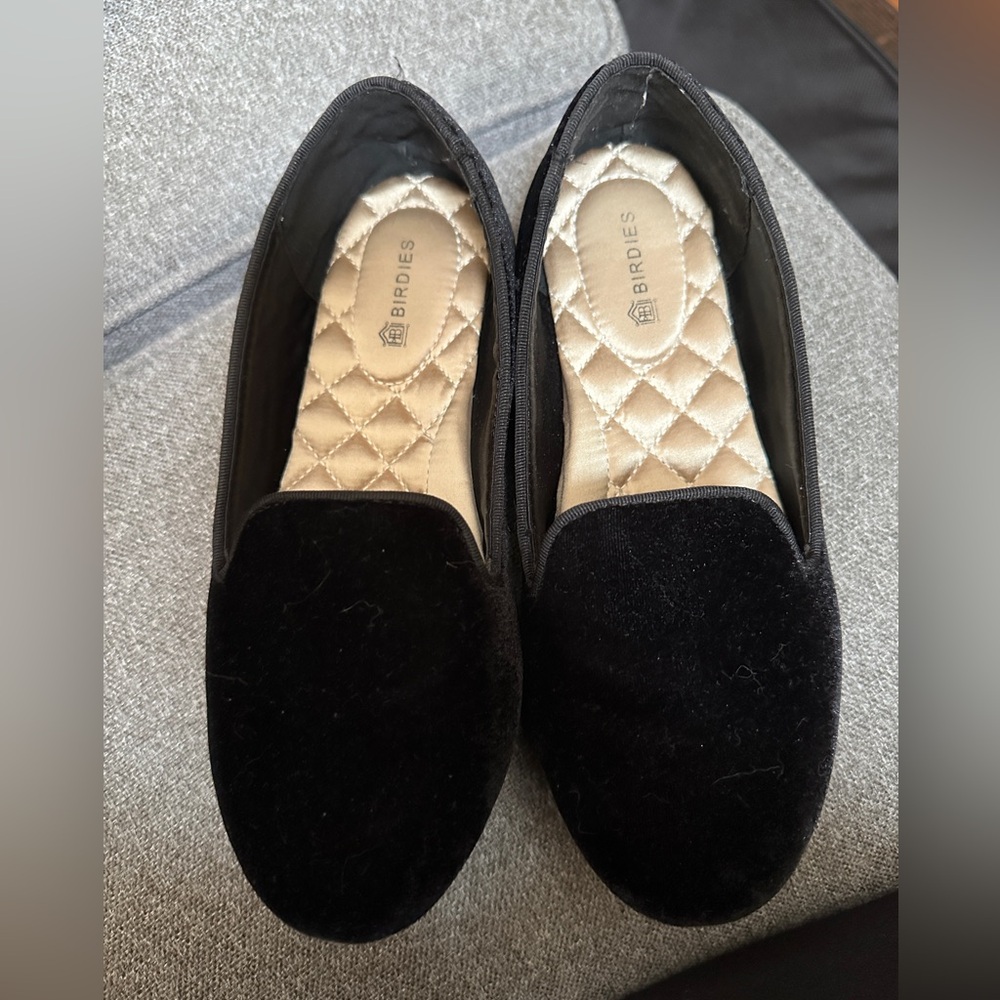 Birdies Kids Black Velvet Slippers